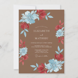 Invitación Boda Pétalo Azul Taupe