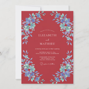 Invitación Boda Pétalo Azul Vino