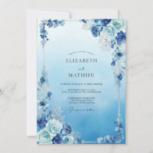 Invitación Boda Pétalo Azul Vintage