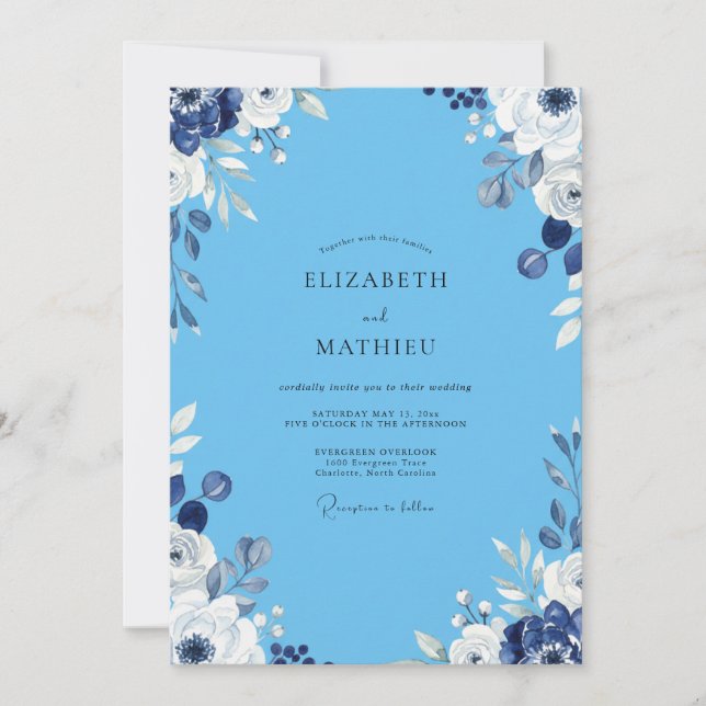Invitación Boda Pétalo Blanco Azure (Anverso)