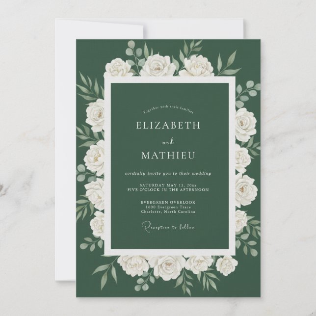 Invitación Boda Pétalo Bosque Oscuro (Anverso)