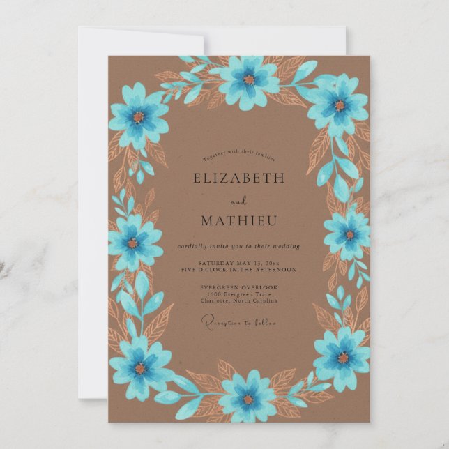 Invitación Boda Pétalo Bronce Azur (Anverso)