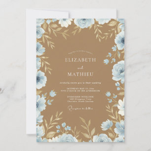 Invitación Boda Pétalo Camello Azul