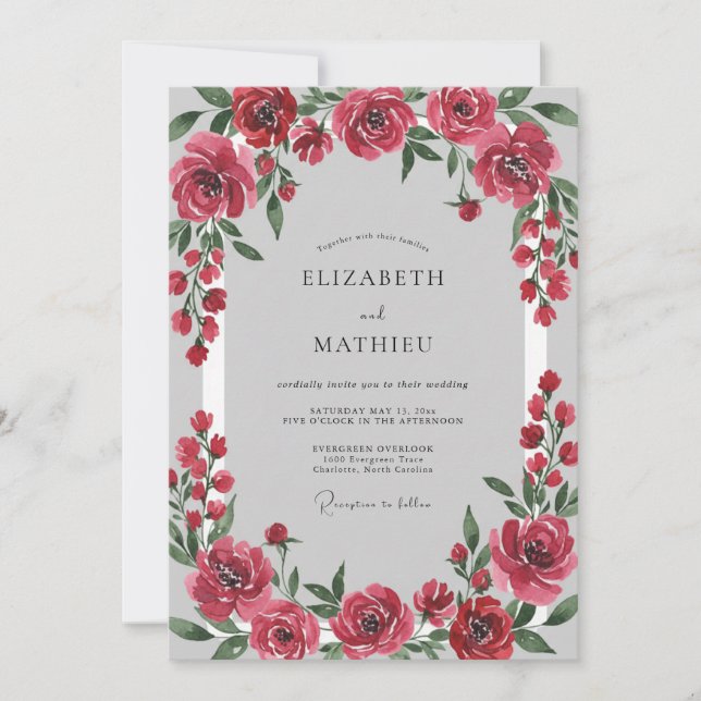 Invitación Boda Pétalo Carmesí (Anverso)