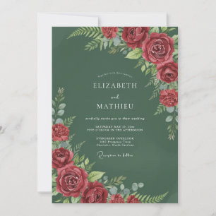 Invitación Boda Pétalo Carmesí Bosque