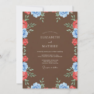 Invitación Boda Pétalo Carmesí Chocolate