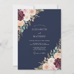 Invitación Boda Pétalo Carmesí Índigo