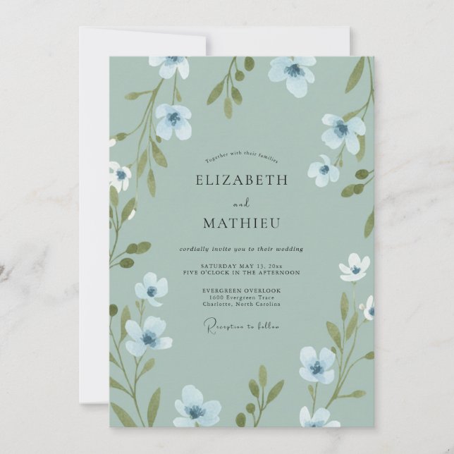 Invitación Boda Pétalo Celadón (Anverso)