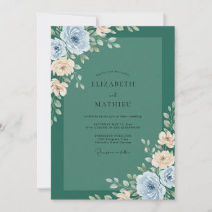 Invitación Boda Pétalo Champagne Azul
