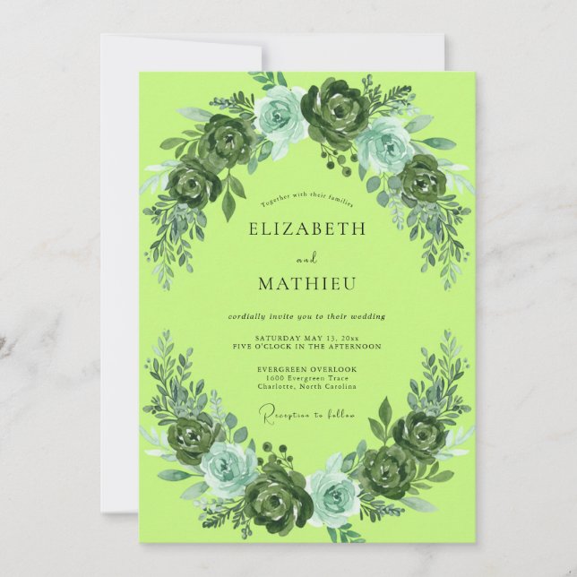 Invitación Boda Pétalo Chartreuse (Anverso)