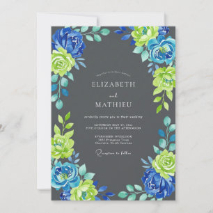 Invitación Boda Pétalo Cobalto Chartreuse