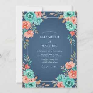 Invitación Boda Pétalo Coral Pizarra