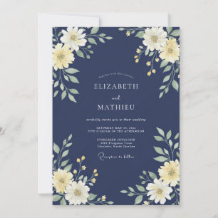 Invitación Boda Pétalo Crema Índigo
