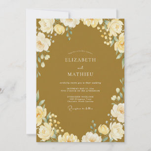 Invitación Boda Pétalo Crema Mostaza