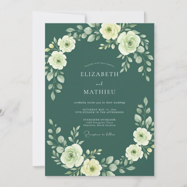 Invitación Boda Pétalo de Abeto Profundo (Anverso)