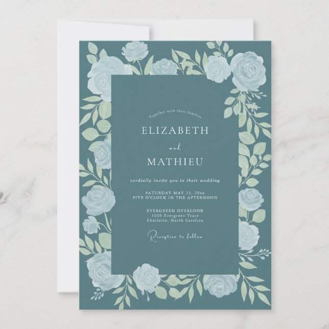 Invitación Boda Pétalo de Acero Pizarra (Anverso)