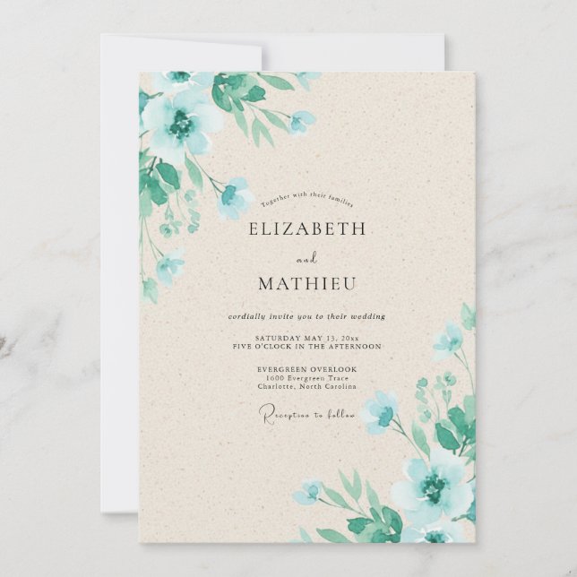 Invitación Boda Pétalo de Agua de Menta (Anverso)