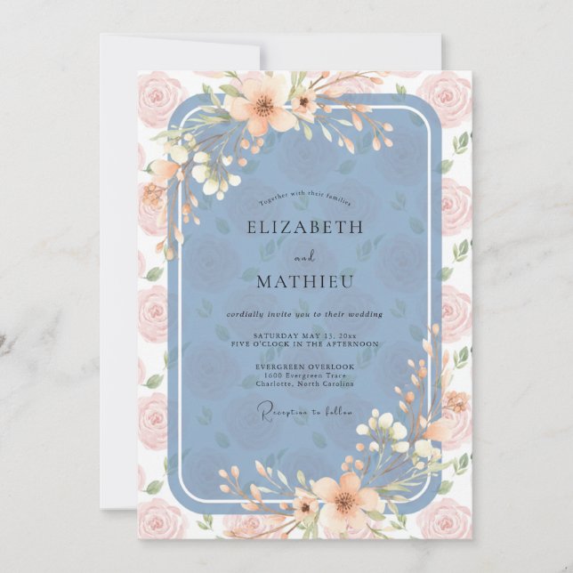 Invitación Boda Pétalo de Albaricoque de Acero (Anverso)