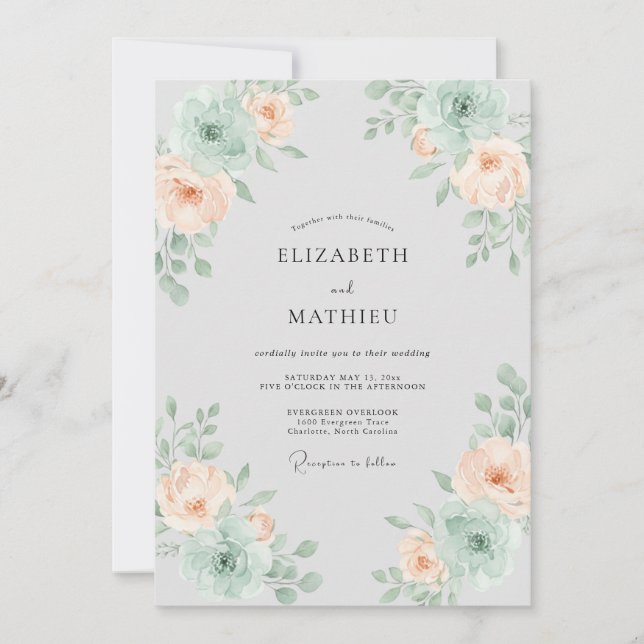 Invitación Boda Pétalo de Albaricoque Espuma de Mar (Anverso)