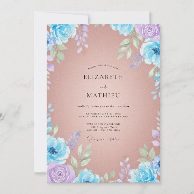 Invitación Boda Pétalo de Azure Melocotón (Anverso)