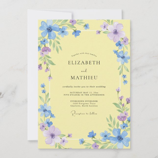 Invitación Boda Pétalo de Centaurea Primaveral (Anverso)