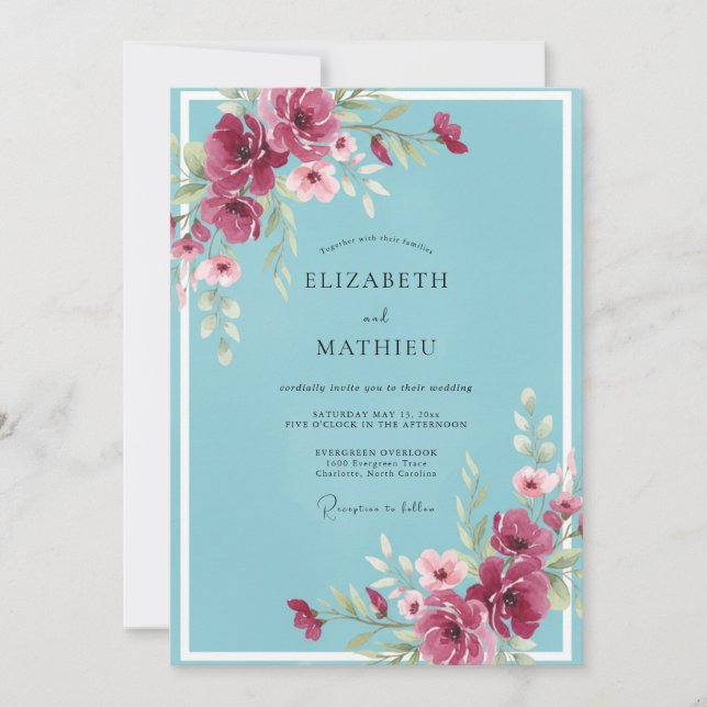 Invitación Boda Pétalo de Ciruela Acuática (Anverso)