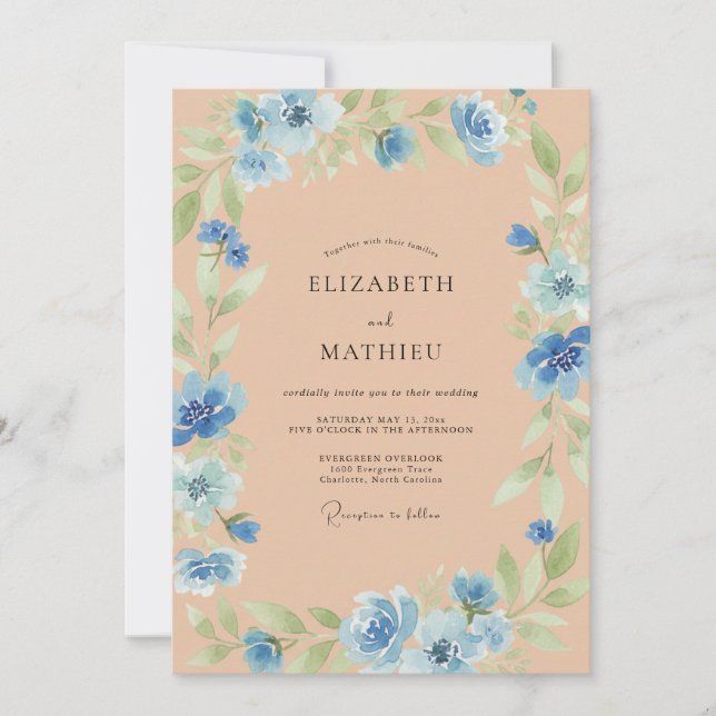 Invitación Boda Pétalo de Clavel Cornflower (Anverso)