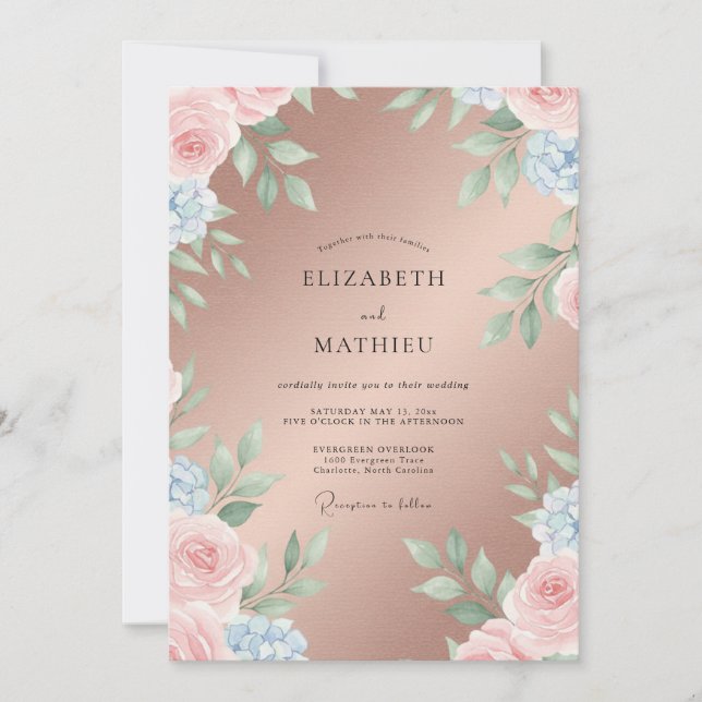 Invitación Boda Pétalo de Cobre (Anverso)