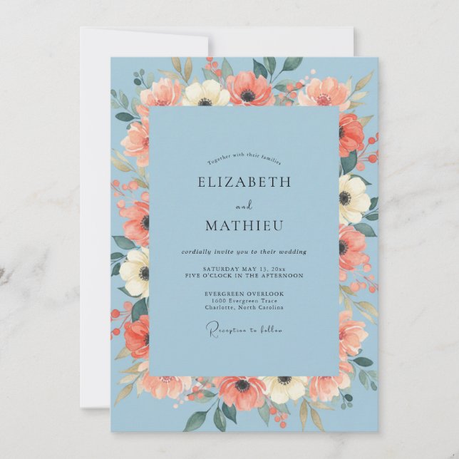 Invitación Boda Pétalo de Coral de Acenoria (Anverso)