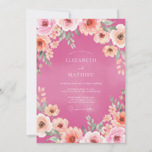 Invitación Boda Pétalo de Coral Magenta