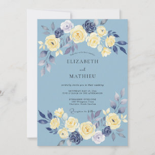Invitación Boda Pétalo de Crema Azul