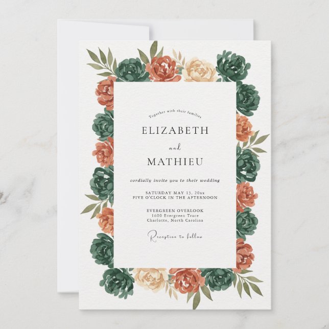 Invitación Boda Pétalo de Jade Oxidado (Anverso)