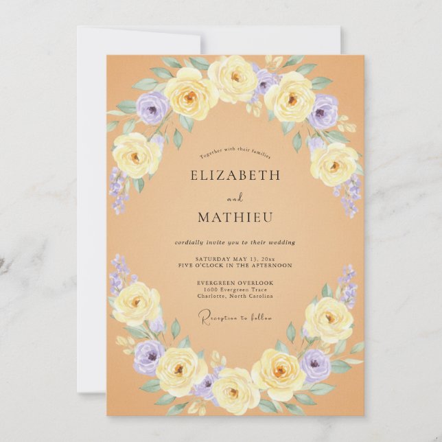 Invitación Boda Pétalo de Lavanda Tostada (Anverso)