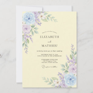 Invitación Boda Pétalo de Lila Amarillo Pálido
