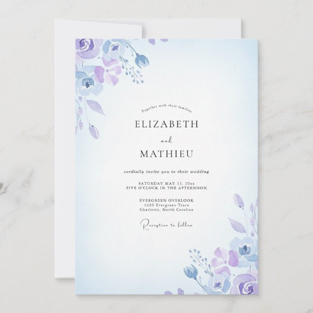 Invitación Boda Pétalo de Lila Centaurea (Anverso)