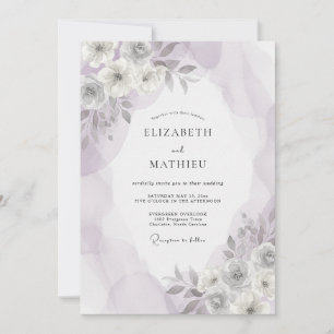 Invitación Boda Pétalo de Lila Suave Plateado