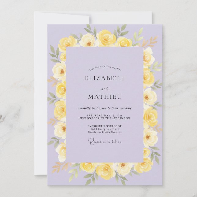 Invitación Boda Pétalo de Limón Periwinkle (Anverso)