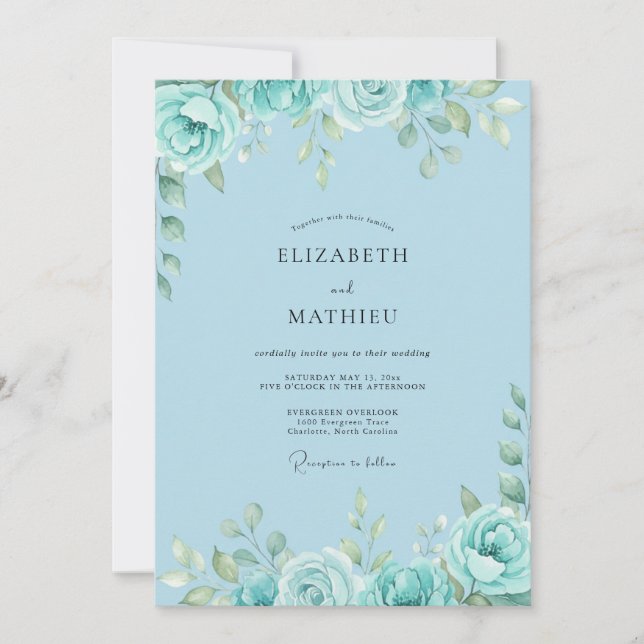 Invitación Boda Pétalo de Mar Espuma de Azure (Anverso)