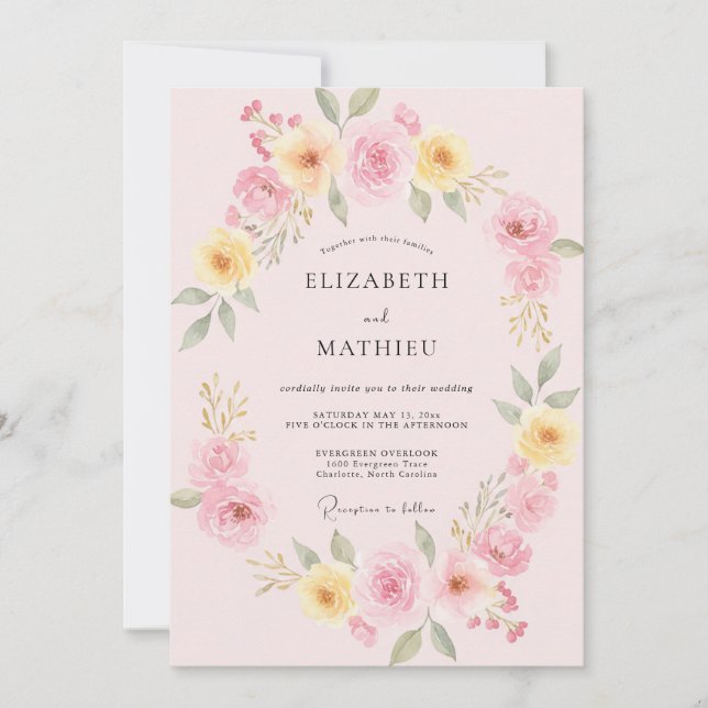 Invitación Boda Pétalo de Melocotón Mantequilla (Anverso)
