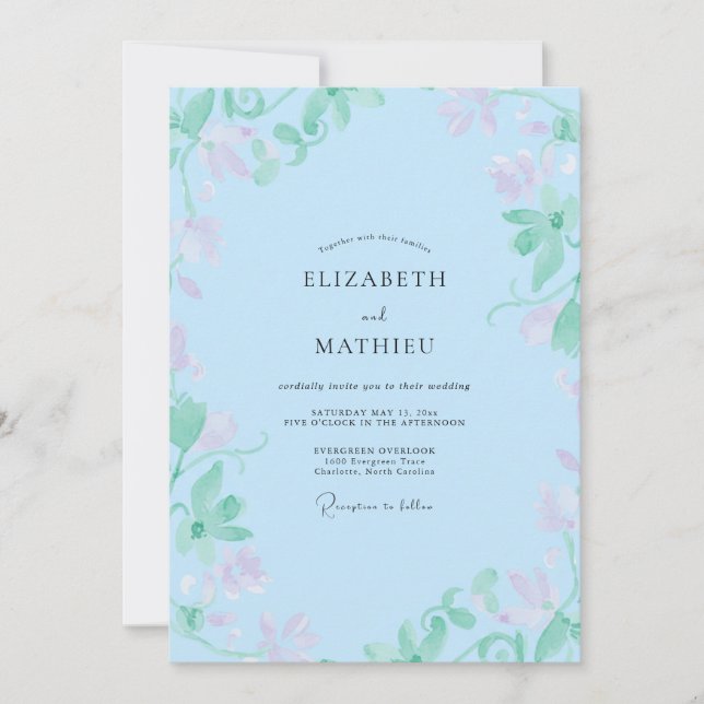 Invitación Boda Pétalo de Menta del Cielo (Anverso)