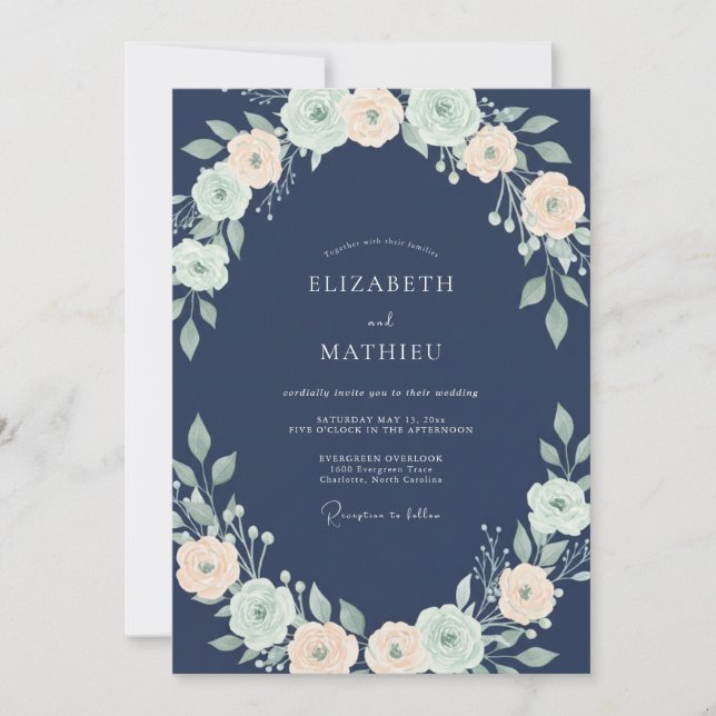 Invitación Boda Pétalo de Menta Pizarra (Anverso)