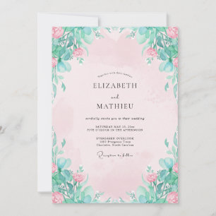 Invitación Boda Pétalo de Menta Rosa Flor