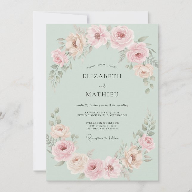 Invitación Boda Pétalo de Menta Rubor (Anverso)