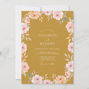Invitación Boda Pétalo de Mostaza Rosa