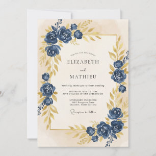 Invitación Boda Pétalo de Oro de Medianoche