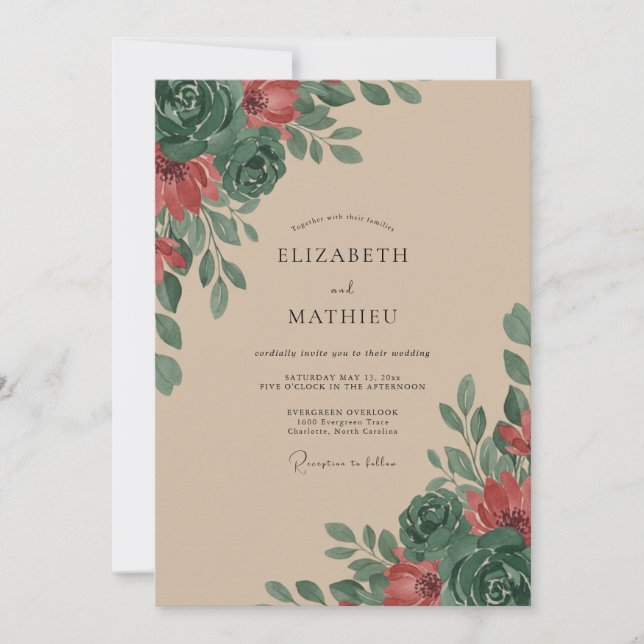 Invitación Boda Pétalo de Óxido de Tan (Anverso)