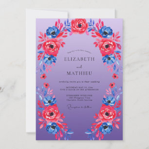 Invitación Boda Pétalo de Periwinkle Carmesí Azure