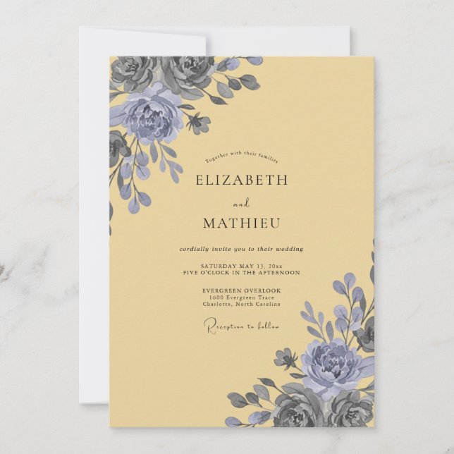 Invitación Boda Pétalo de Periwinkle de Mantequilla (Anverso)