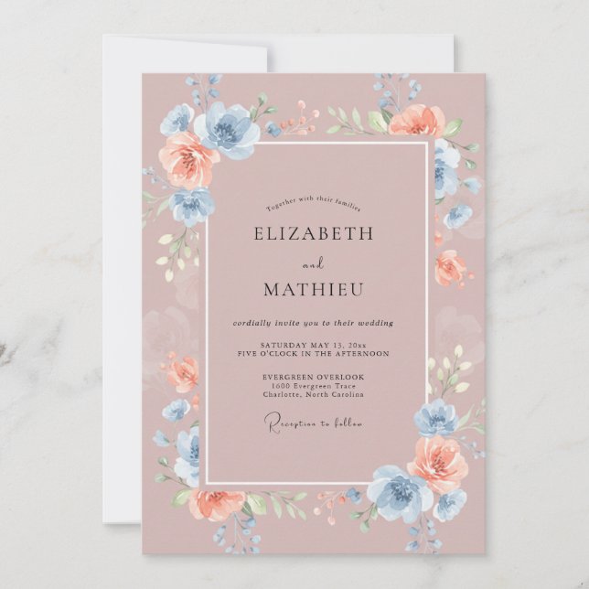 Invitación Boda Pétalo de Periwinkle Malva (Anverso)