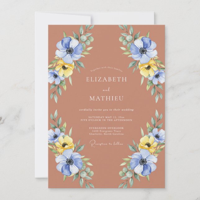 Invitación Boda Pétalo de Periwinkle Oxidado (Anverso)